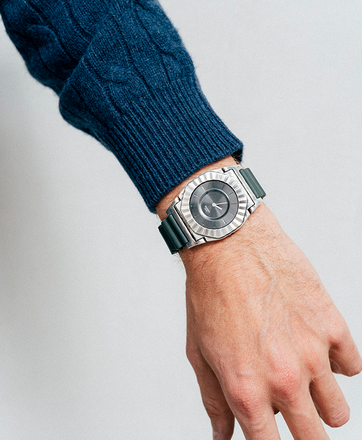 SAWTOOTH handmade silver watch on a wrist